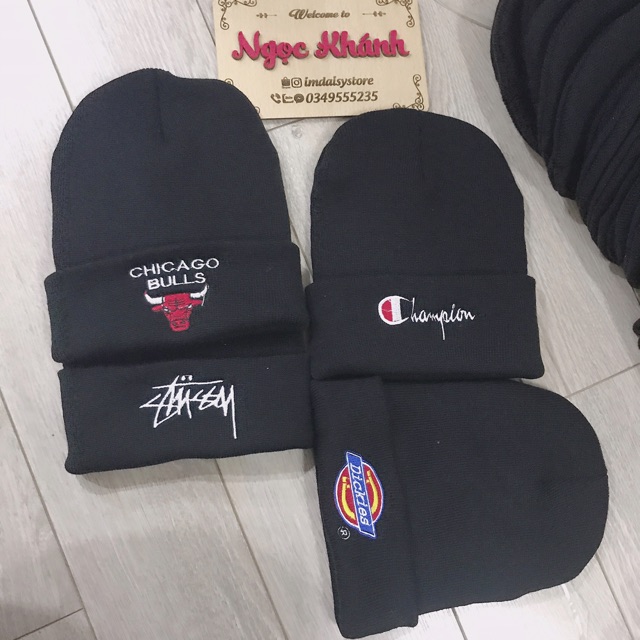 Mũ len beanies thêu Chicago Bulls