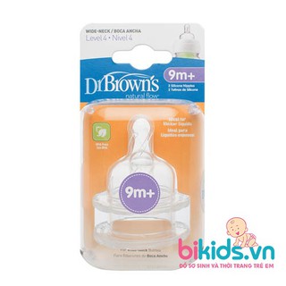 DrBrowns - Vỉ 2 chiếc đầu ty cổ rộng cỡ số 4