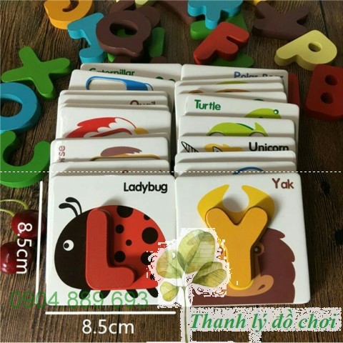 Bộ 26 chữ cái tiếng Anh kèm thẻ ghép hình dày đẹp