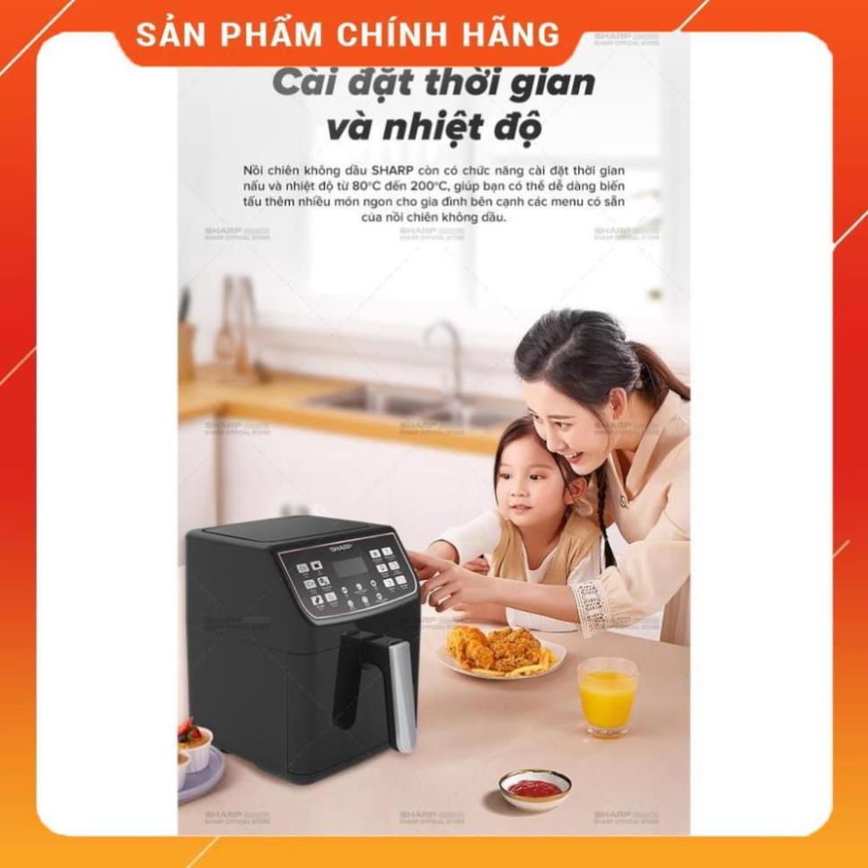 [Chính hãng] Nồi Chiên Không Dầu Sharp KF-AF55EV-BK Chống Dính 5.5L, MH LED, 12 Thực Đ