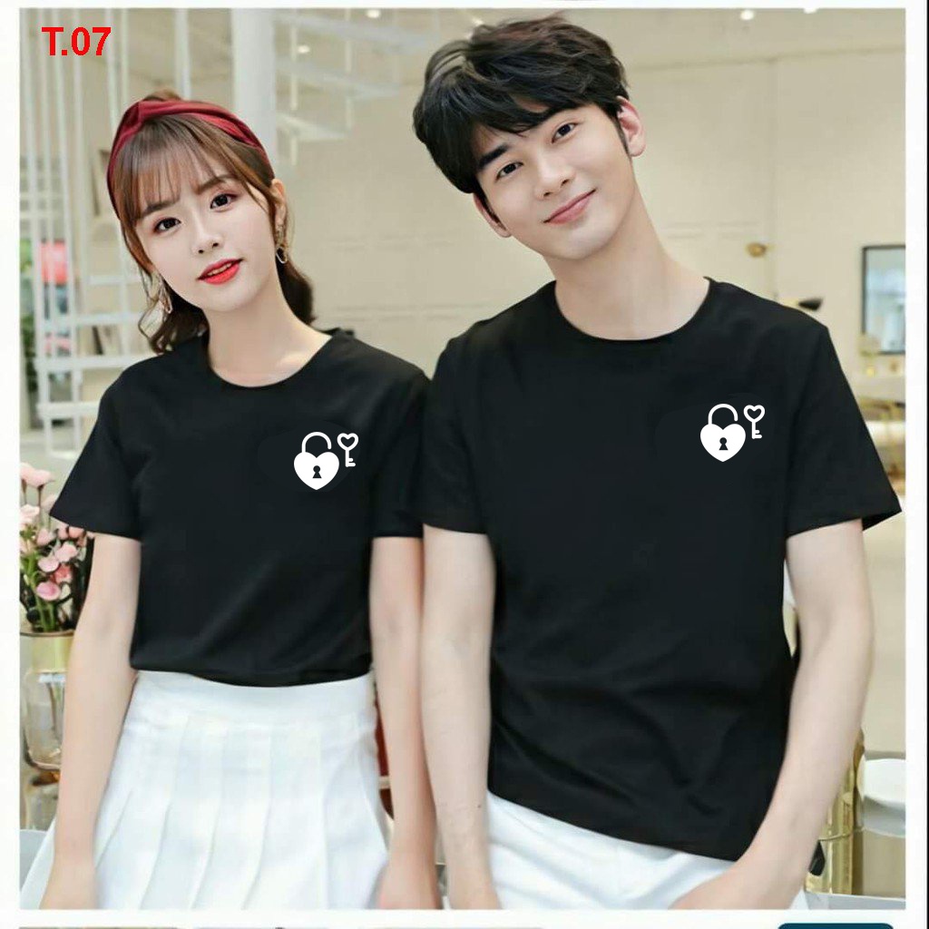 áo cặp đôi nam nữ đen tình yêu đơn giản lãng mạn
