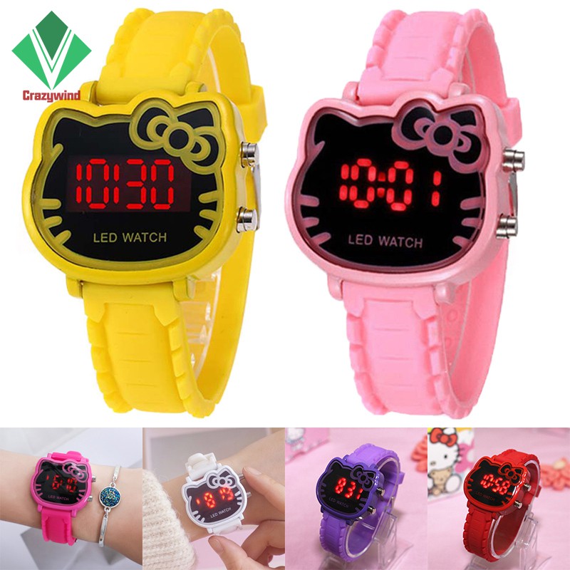Đồng hồ điện tử mặt hình Hello Kitty chống thấm nước đa năng dành cho bé gái | BigBuy360 - bigbuy360.vn