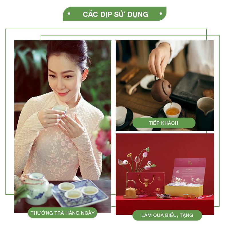 Trà sen Tây Hồ cao cấp hộp 10 - 20 bông Huho Food DA20