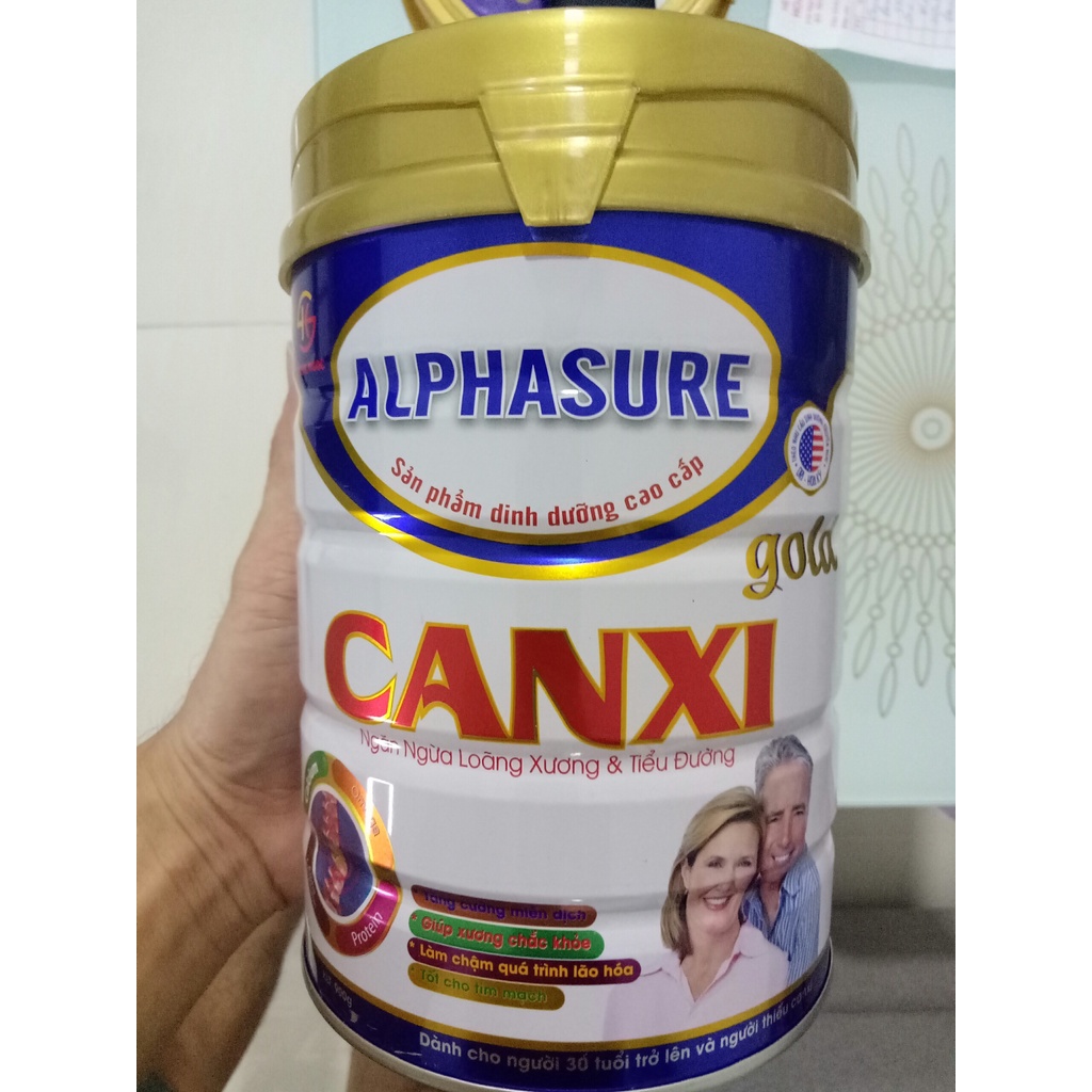 Sữa Alphasure Canxi Gold 900g - Giúp bổ sung canxi tối ưu, tăng cường miễn dịch, ngừa loãng xương và tiểu đường