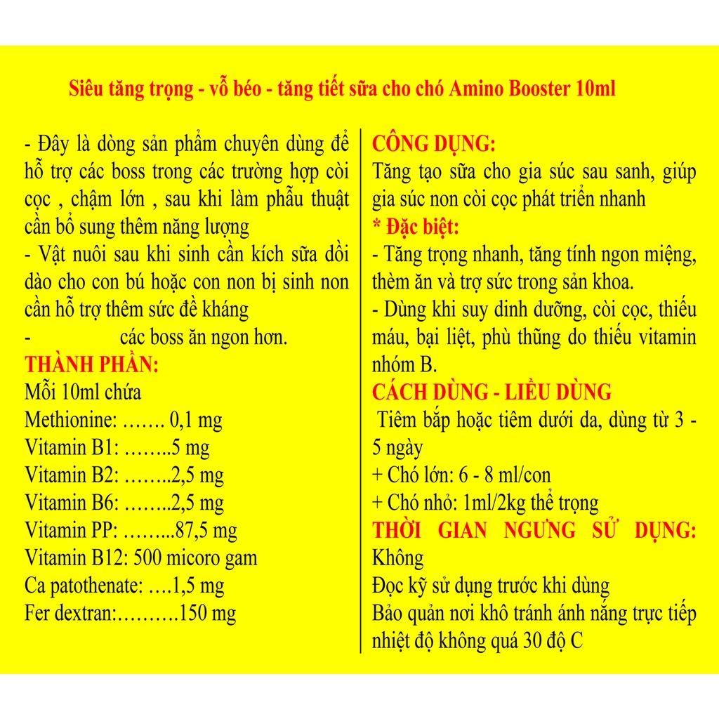 1 lọ A mi no 10 ml Chuyên dùng để vỗ béo cho chó, mèo