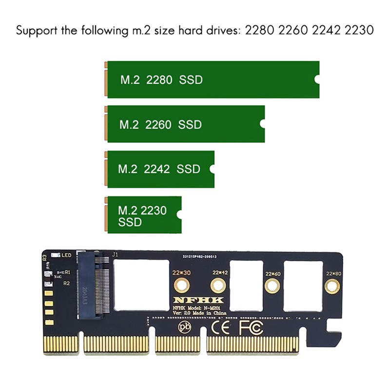 Card Mở Rộng M.2 Nvme Ssd Sang Pcie 3.0 X16 / X8 / X4 Hỗ Trợ Thẻ Ssd 2230 2242 2260 2280 Size Ssd | BigBuy360 - bigbuy360.vn