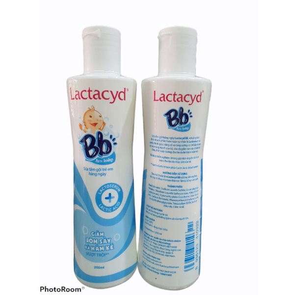 Dung dịch tắm gội cho bé Lactacyd BB 250ml phòng ngừa hăm tã và rôm sẩy cho bé