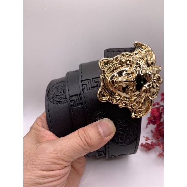 Thắt lưng mặt trạm k viền - Dây nịt da mầu đen - hàng nhập khẩu chính hiệu VS