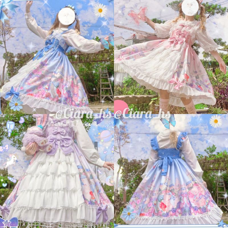 (L4) Váy Công chúa Lolita xếp tầng hoàng gia đính nơ dáng xòe loại đẹp nhiều màu.