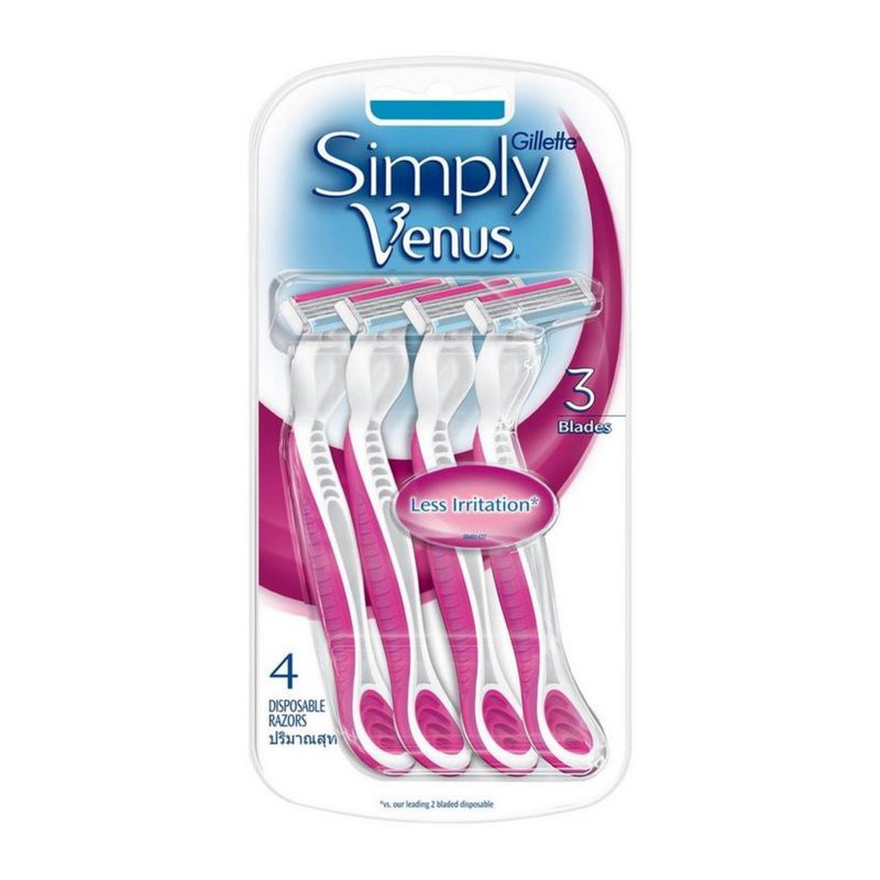 Dao cạo nữ Gillette Venus Simple 3 - Bộ 4 cây dao cạo Gillette Venus cho nữ