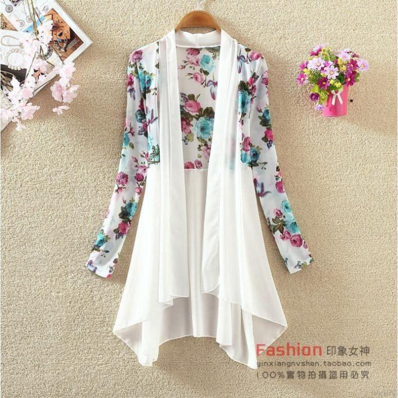 [Mã FASHIONT4WA2 giảm 10K đơn 50K] Áo khoác Cardigan họa tiết hoa thời trang phong cách cho nữ