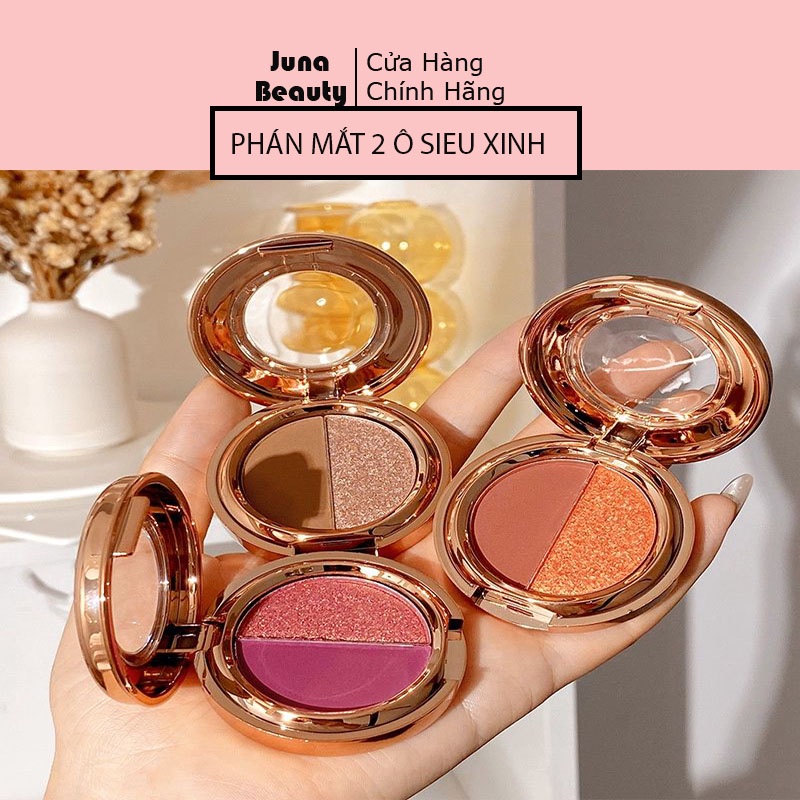 Bảng phấn mắt  Makeup Eyeshadow 2 ô nhũ và lì lên màu cực xinh