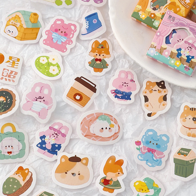 Set 45 miếng dán trang trí sổ lưu niệm hình khu rừng