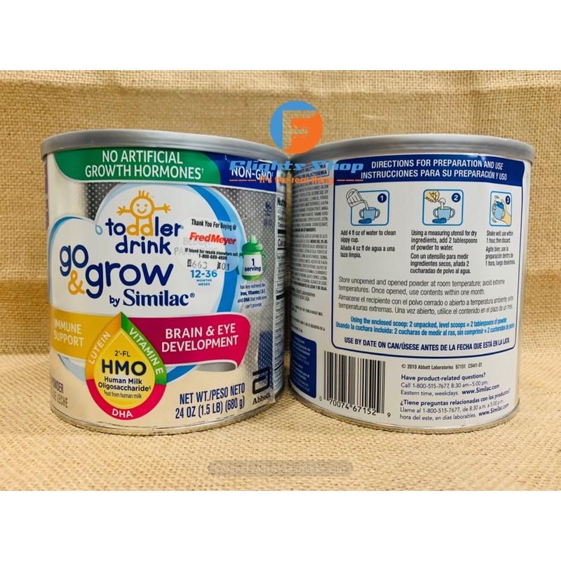 Sữa Similac Go & Grow Non GMO - HMO hàng Mỹ, hộp 680g