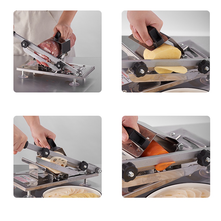 Máy thái thịt đông lạnh bằng tay, máy cắt thịt đông lạnh, sườn non, rau củ đa năng