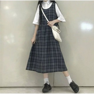 (ORDER) Set váy yếm kẻ caro và sơ mi