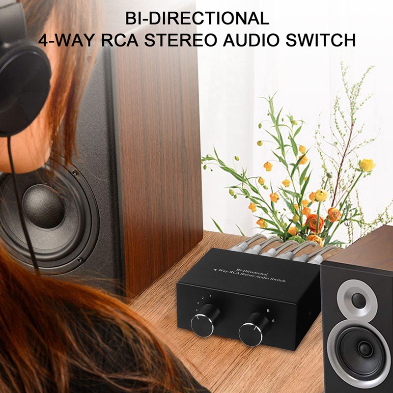 Bộ Chuyển Đổi Âm Thanh 4 Chiều RCA L / R 2 Trong 4 Đầu Ra