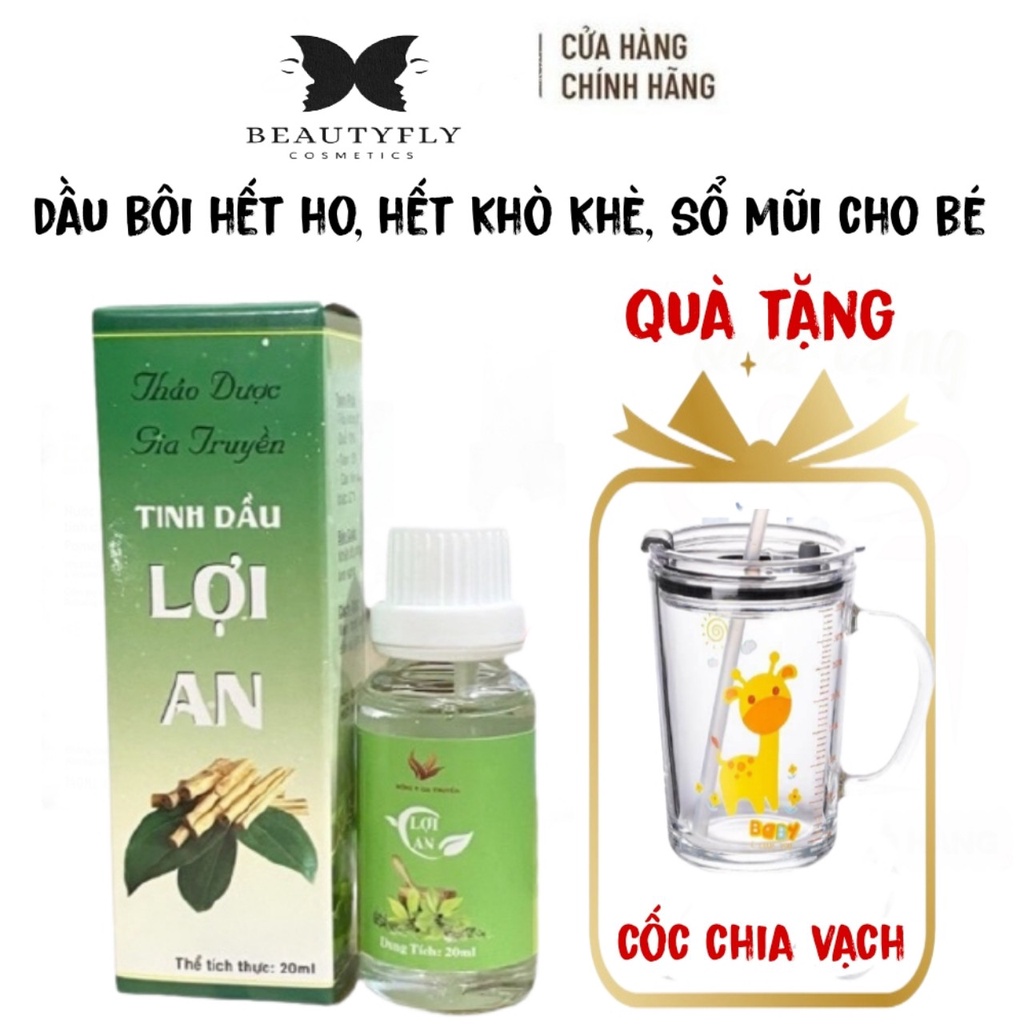 [ Hết ho sổ mũi ] Tinh dầu bôi Lợi An bé hết ho đờm,sổ mũi-Tinh dầu Lợi An tăng sức đề kháng+ tặng cốc thủy tinh cho bé