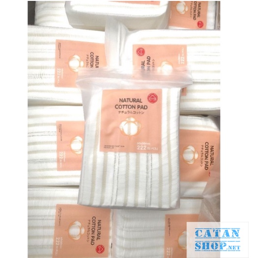 Bông tẩy trang HATSU NATURAL COTTON PAD 222 miếng với thành phần 100% bông cotton GD583-BTT-Hong