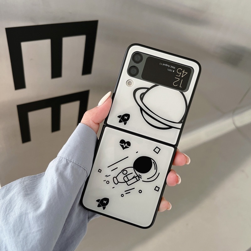 Ốp Điện Thoại Kính Cường Lực Hình Gấu Hoạt Hình Cho Samsung z Flip 3 5G Galaxy z Flip 3