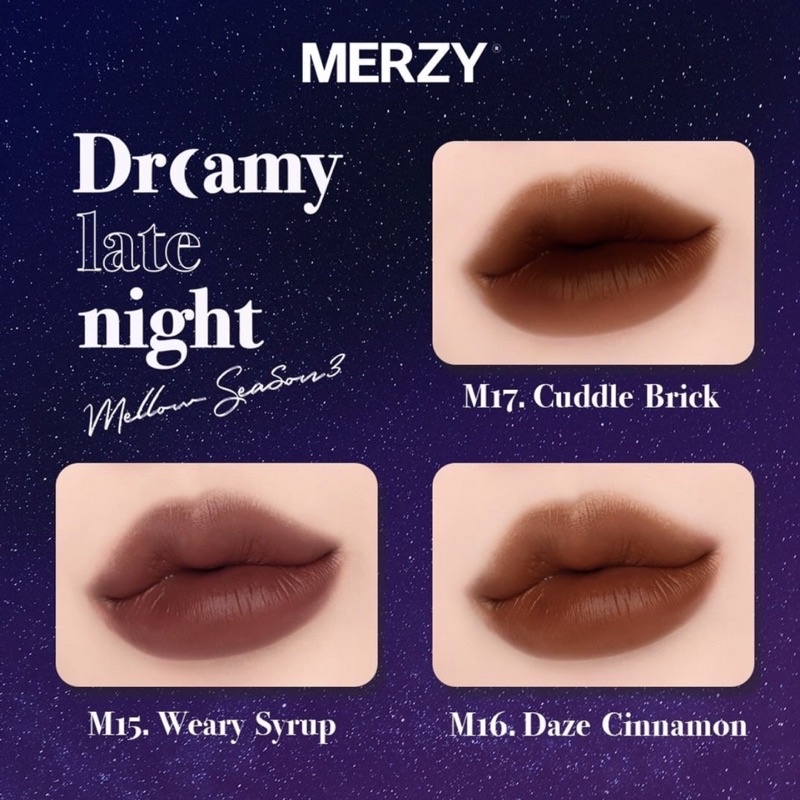 [M9-M17] Son kem lì Merzy Dreamy Late Night Mellow Tint (Có Sẵn)