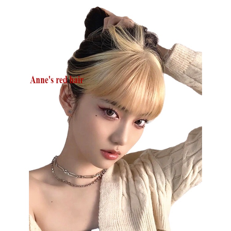 Bộ tóc giả mái ngang nhuộm màu vàng họa tiết hoạt hình thời trang cho nữ