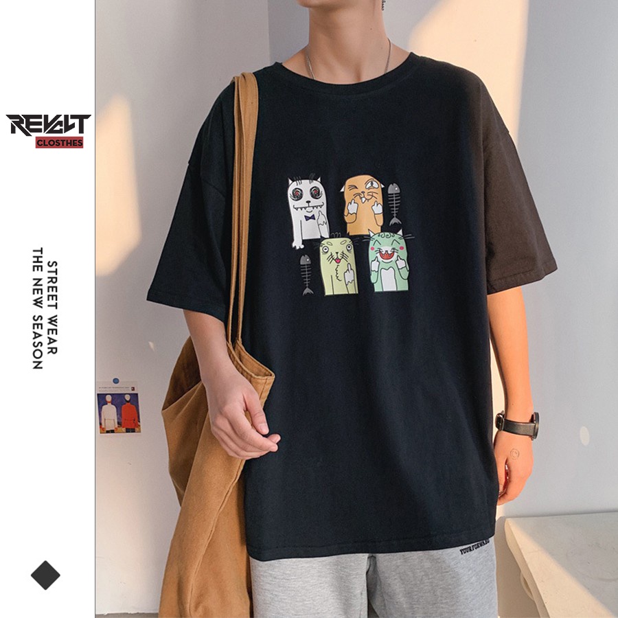 Áo thun tay lỡ nam nữ Unisex đẹp form rộng kiểu họa tiết ngộ nghĩnh, áo phông nam nữ RevoltClothes AP04