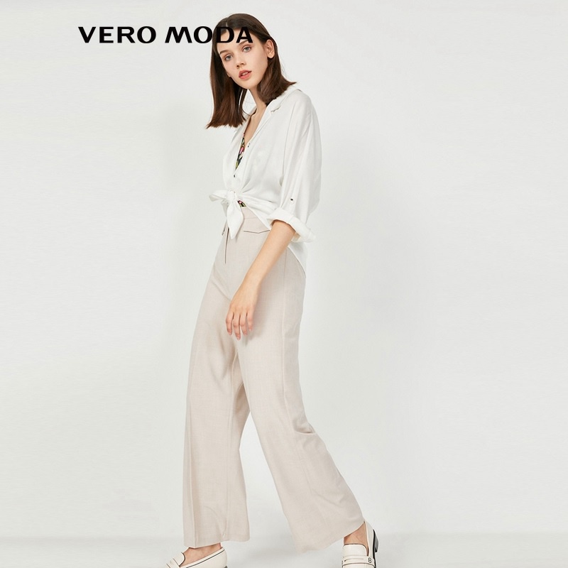 Vero Moda Quần ỐNG Suông Cạp Cao Xếp Nếp Túi Hộp Phong Cách Instagram Cho Nữ 3203PL502