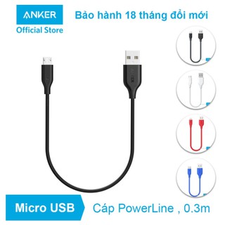 Cáp Sac ANKER PowerLine Micro USB 0.3m - A8131