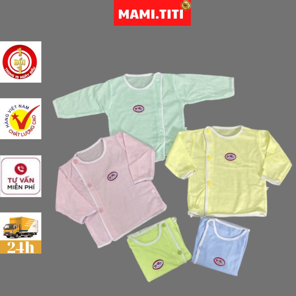 Áo dài tay cho bé sơ sinh, Áo sơ sinh dài tay Baby Born sơ sinh chất liệu vải cotton màu trắng, có các màu viền cổ