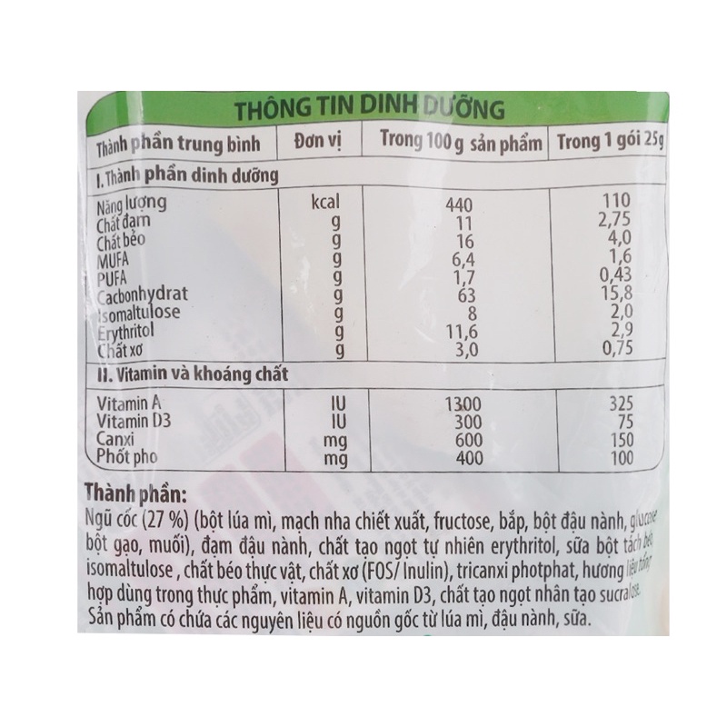 Ngũ cốc dinh dưỡng cho người tiểu đường Nutifood bịch 400g (16 gói)