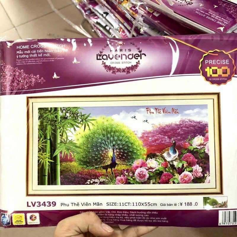 Tranh thêu chữ thập 3D Phu Thê viên mãn LV3439 kt 110x55cm