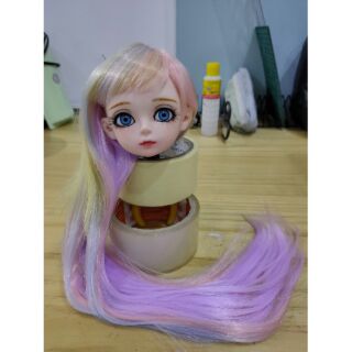 head vòng đầu 24cm+ wig cho búp bê bjd 1/3