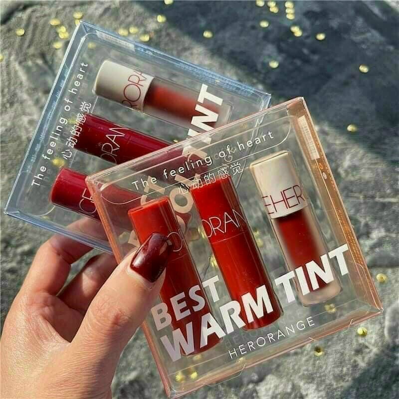 Set Son Son Lì 3 Cây Hero Orange - Son Kem Chất Son Mềm Lì Tone Đỏ Và Cam Hottrend