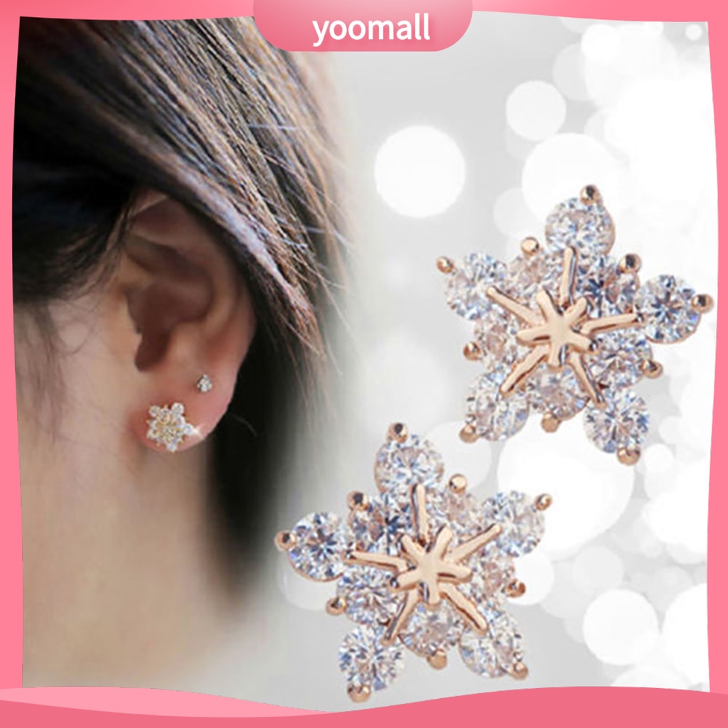Khuyên tai hình hoa tuyết đính đá thời trang thanh lịch cho nữ