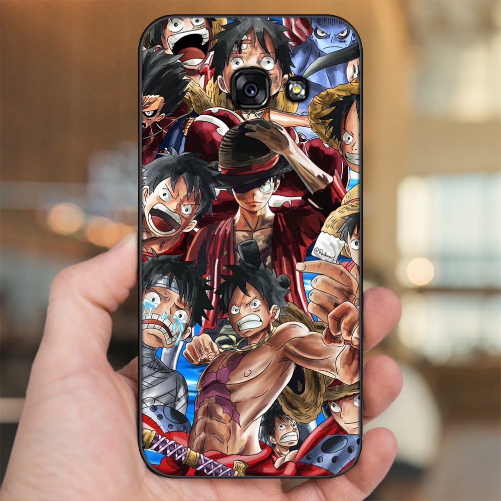 Ốp lưng Samsung A3 2017, A5 2017, A7 2017 viền đen in hình Luffy One Piece