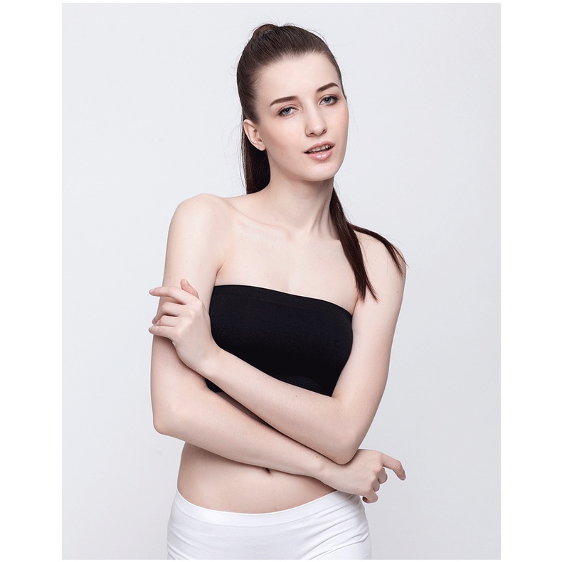 QKOOLE Áo ống  ôm ngực màu trơn thời trang phong cách Hàn Quốc dành cho nữ