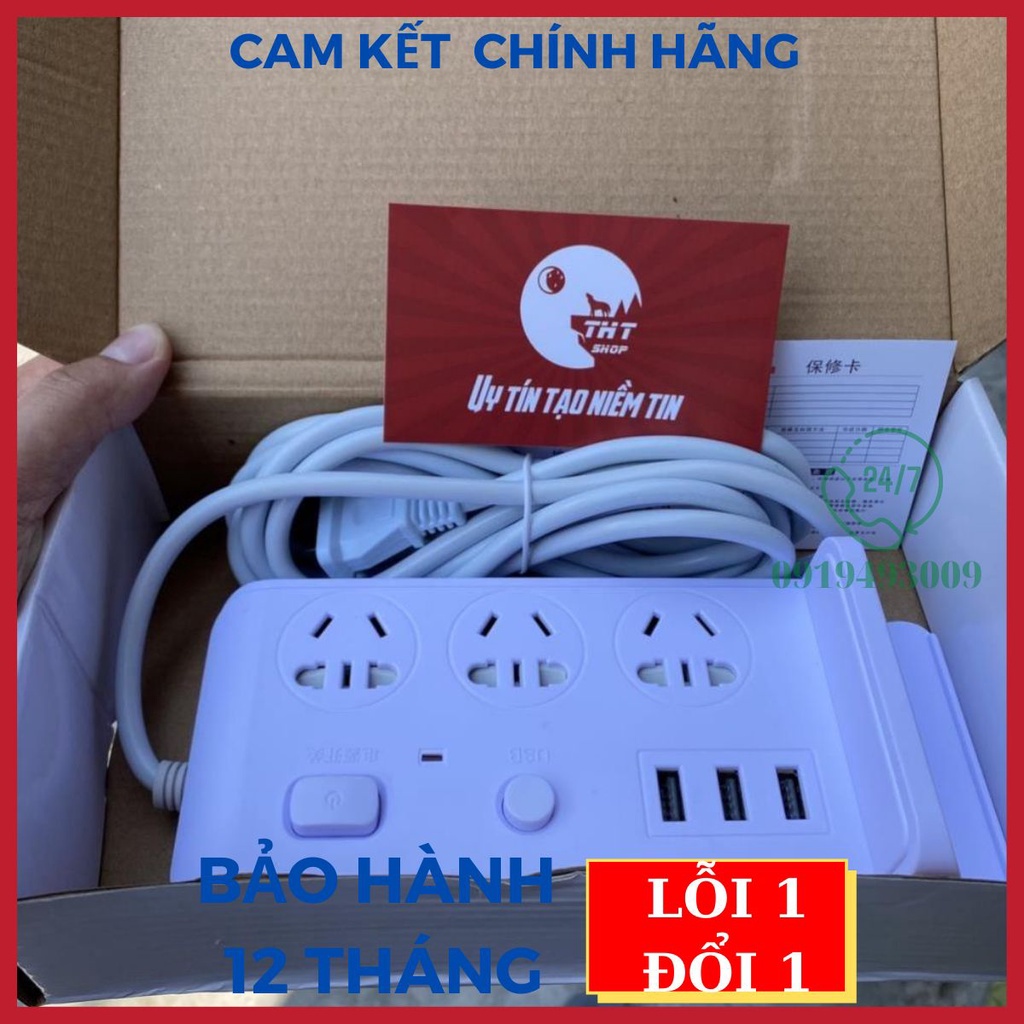 Ổ Cắm Điện Đa Năng Thông Minh Sạc Không Dây 3 Cổng USB, Ổ Chịu Tải 2500W,kết nối siêu nhanh CAM KẾT CHÍNH HÃNG BH 12T