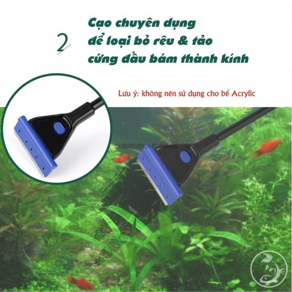 Bộ Vệ Sinh Bể Cá Đa Năng 5 trong 1 dài đến 90cm ☘ Vợt - Vệ Sinh - Cọ - Làm Sạch Bể Cá Cảnh, Thuỷ Sinh