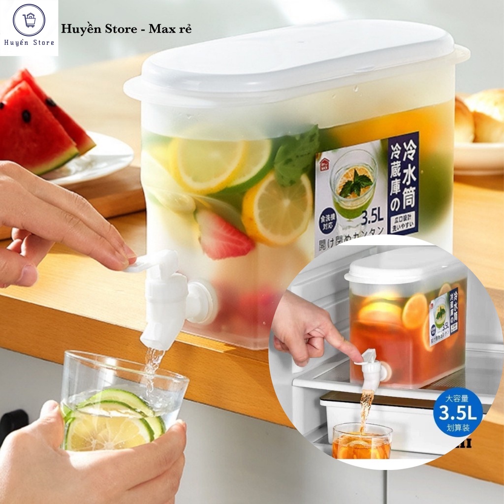 Bình đựng nước 3,5l có vòi để tủ lạnh, Chất nhựa cao cấp siêu bền đẹp