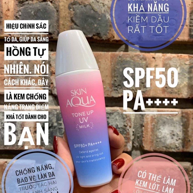 Kem Chống Nắng Nâng Tông Da Skin Aqua SPF50+ PA++++ 80g