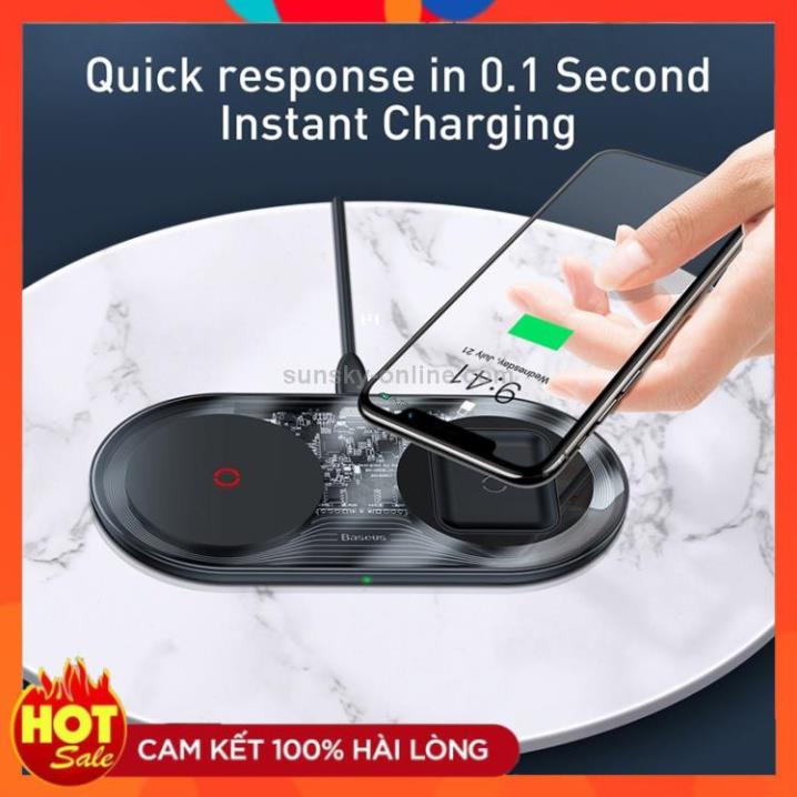 Dock Sạc Nhanh 24W Không Dây Cho điện thoại , đồng hồ  2in1 Baseus Simple Wireless Charger Turbo Edition TZWXJK-A01