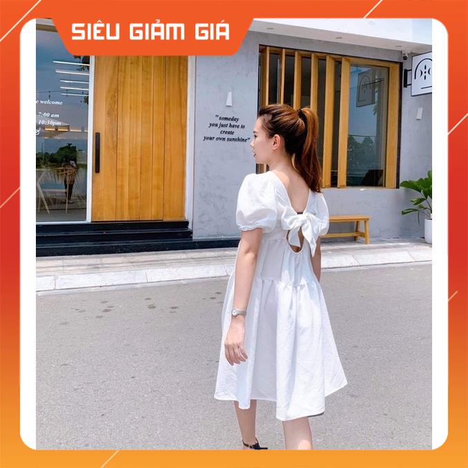 Váy Nữ Thời Trang trắng buộc nơ xinh xắn | BigBuy360 - bigbuy360.vn