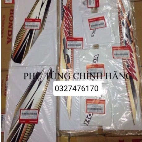 full bộ tem dán xe wave alpha đời đầu màu cam zin honda