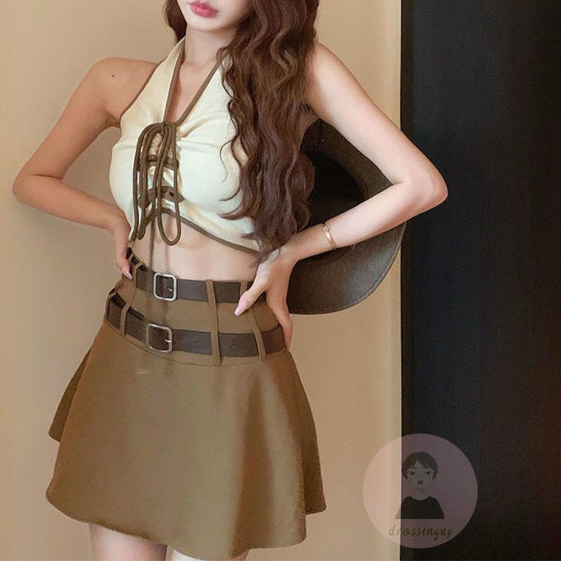 Áo Thun Ngắn Tay Hở Lưng Cổ Chữ V Màu Sắc Tương Phản Thời Trang Mùa Hè Cho Nữ