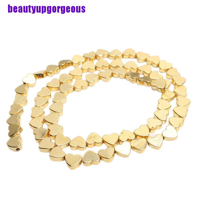 Bộ 70 hạt xâu chuỗi hình trái tim màu vàng kim dùng làm trang sức thủ công