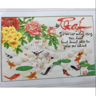 Tranh thêu đồng hồ 3d phát x8063