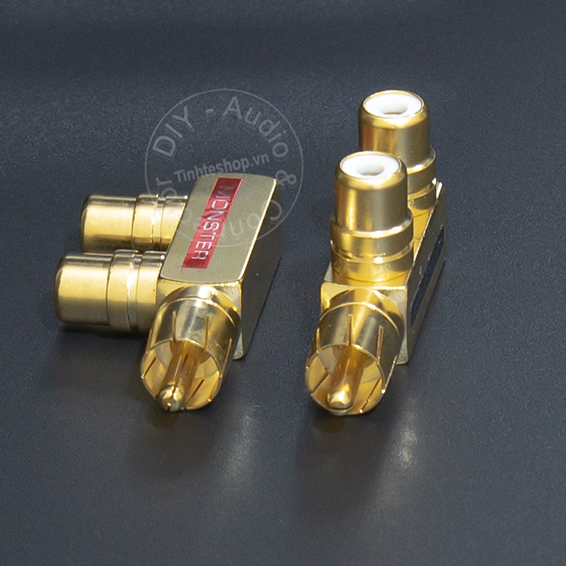 Jack chia AV 1 ra 2 đồng mạ vàng 24K 1 chiếc