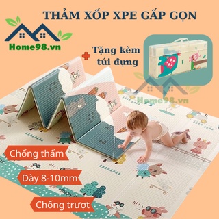 Thảm xốp cho bé XPE gấp gọn - Chiếu ngủ văn phòng 2 mặt chống thấm chống trơn Hàn Quốc phủ silicon 1m8 x 2m -Lỗi 1 đổi 1