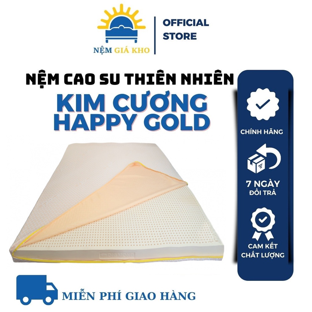 Nệm Cao Su Kim Cương Happy Gold, Cao 5cm, Bảo Hành 12 Năm - Giá Ưu Đãi